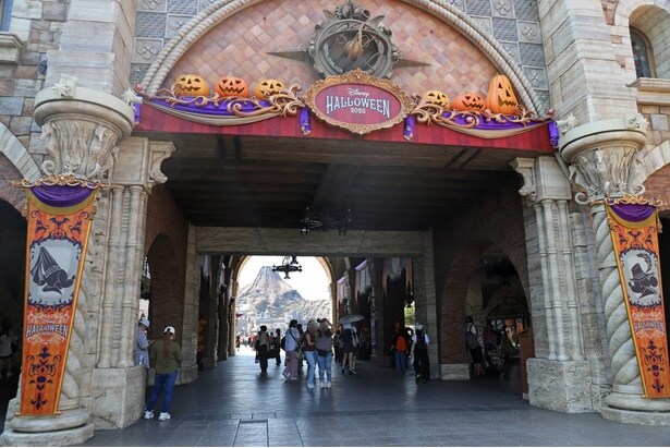 入園してすぐ目に飛び込んでくるのは、ミラコスタ通りのデコレーション