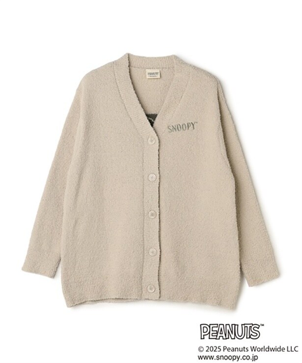 「【PEANUTS/ピーナッツ】SNOOPY/スヌーピーもこもこルームウェアカーディガン」(6380円)※アイボリー