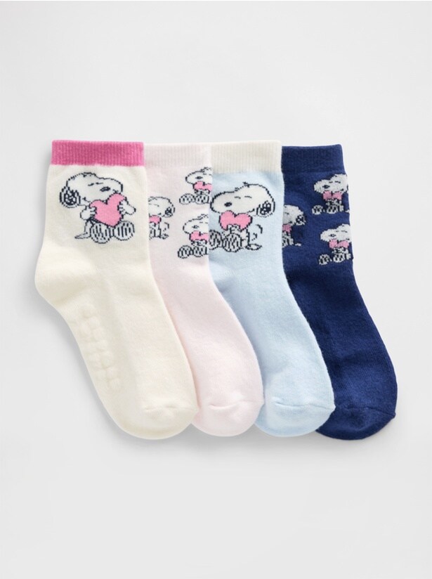 「スヌーピー クオータークルーソックス 4足セット」(1990円) ※12〜18センチ