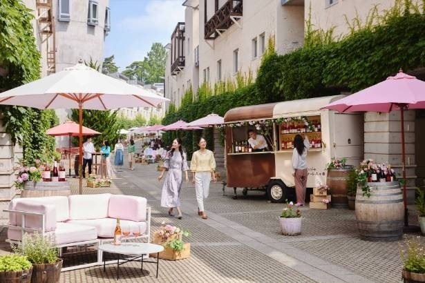 【写真】ロゼワインの色彩に染まる「ピーマン通り」