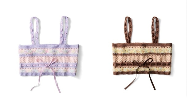 ニットビスチェ(ラベンダーミックス、左)とニットビスチェ(ブラウンミックス、右)