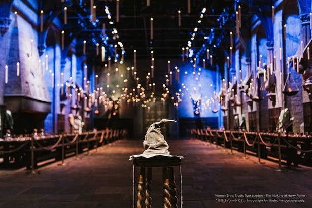 大広間に400本超のキャンドルが灯り、組分け帽子が登場。映画さながらの入学式の舞台が広がる