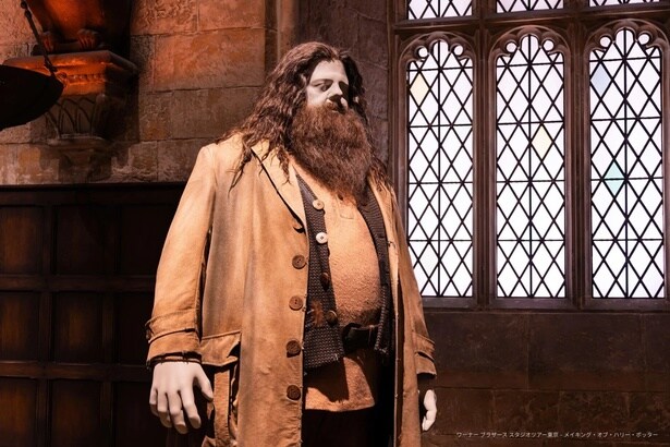 半巨人ハグリッドの巨大さを表現するため、身長208センチのボディダブルや特殊メイクが用いられた