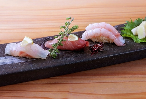 【写真】鮨＆BAR 不二楼「敦賀、若狭の3貫セット」