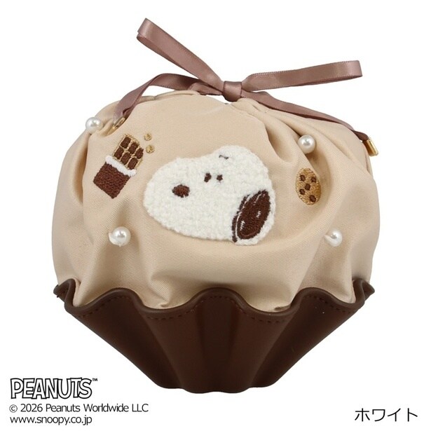 「スヌーピー PEANUTS チョコレートシリーズ 巾着ポーチ(ホワイト)」(2750円)