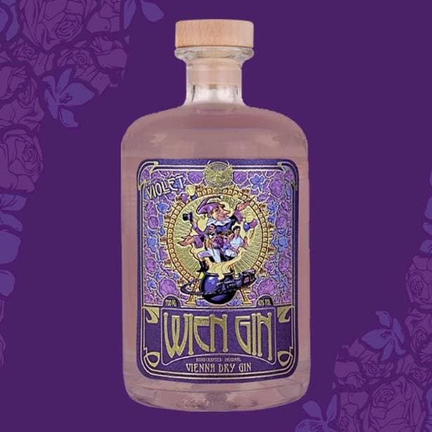 ローズペタル由来の優しい色合いが目を引く「Wien Gin Violet」。華やかで甘やかなフローラルの香りと、植物由来の自然な美しさが特徴のクラフトジン