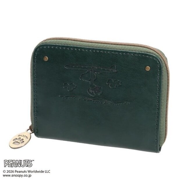 「レディース コインケース (PEANUTS)」(1089円)カラー：ダークグリーン