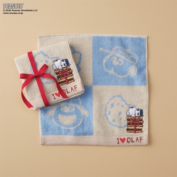 「I♡OLAF」の刺しゅう入りミニタオル