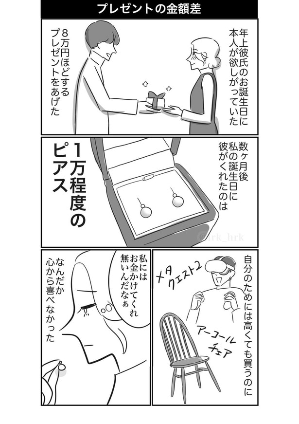 年上彼氏に8万円の誕生日プレゼントをあげたのに、お返しは1万円。金額差にモヤモヤ…／ゐさん傑作選