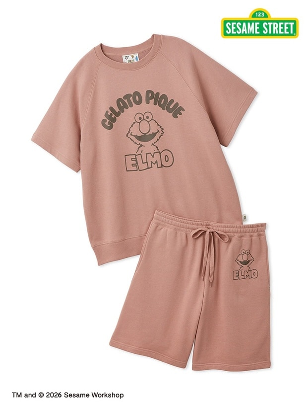 「【SESAME STREET】【UNISEX】裏毛プルオーバー＆ハーフパンツセット」(1万2980円)
