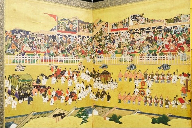 観客の装いや表情から当時の様子がわかる(写真は複製部分)