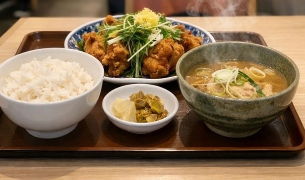 「唐揚げ油淋鶏定食」