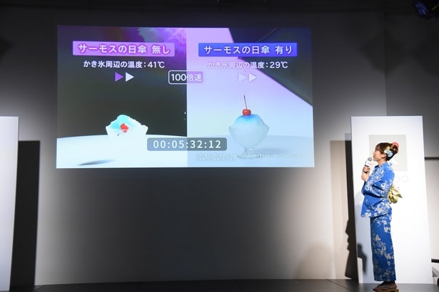 「COOL遮熱 日傘」の遮熱効果の比較映像も上映