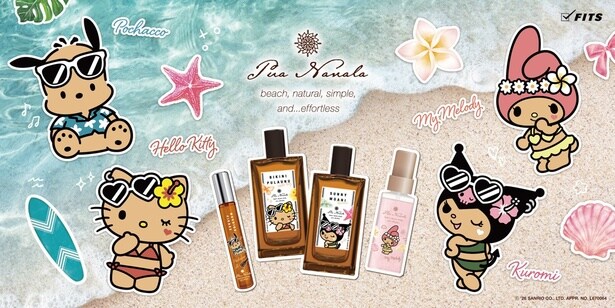 海の自然をテーマにした「プア ナナラ」と、日焼けしたデザインのサンリオキャラクターズとのコラボが実現！