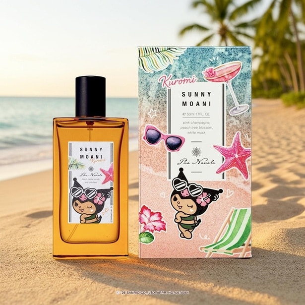 ハローキティデザインと並べてディスプレイしたくなるかわいさの「プア ナナラ サニーモアニ オードトワレ クロミデザイン」