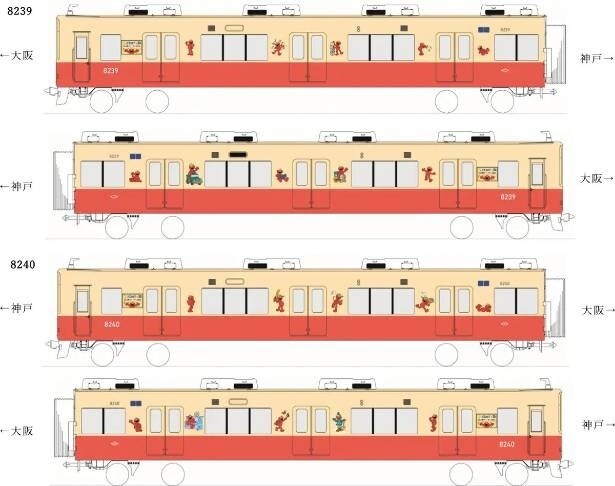 エルモが元気いっぱいに活躍する様子が、車両全体に生き生きと描かれているラッピングトレイン デザイン