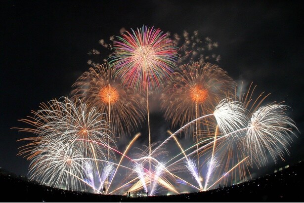 色鮮やかな大輪が連続して咲く豪華な構成 / 桜島と芸術花火2026