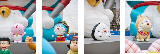 シンボルプロムナード公園にはドラえもんと仲間たちがずらりと勢ぞろい