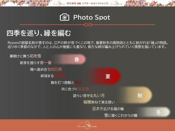 部屋ごとに異なる季節のコンセプト一覧