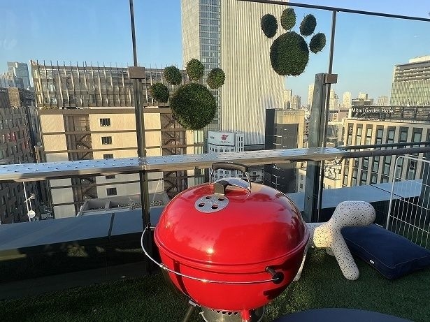 人工芝で作ったワンちゃんの“足跡”もかわいい