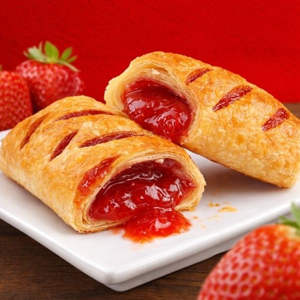 Strawberry KISSの「焼きたて濃厚いちごパイ」は、甘酸っぱいいちごジャムをサクサクのパイ生地で包んでいて、食べ歩きにもおすすめ