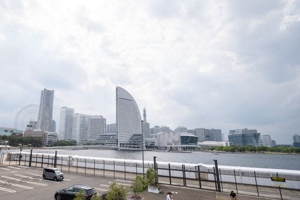 ハンマーヘッドパークからは、みなとみらいの景色が一望できる