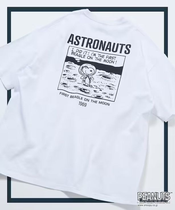 「PEANUTS/ピーナッツ 別注 ビッグシルエット バックプリント クルーネックTシャツ/ASTRONAUTS 【限定展開】(ホワイト)」(4994円)