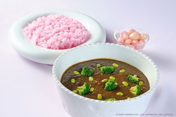 フード「漆黒の特製カレー ～恋するピンクライスとクロミの好物“らっきょう”を添えて～」