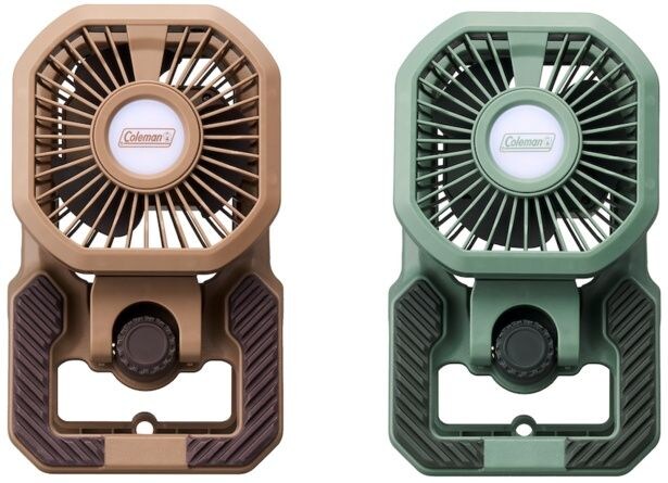 「アウトドアクリップライトファン」カラーはアウトドアになじむブラウンとグリーン(各5830円)