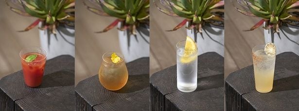 テキーラやメスカルベースのカクテルなど、メキシカンなエッセンスを取り入れたカクテルが充実。左から、バジルブラッディーメアリー、銀ぱちアップルティーモスコミュール、メスカルハイボール、風薫るパローマ