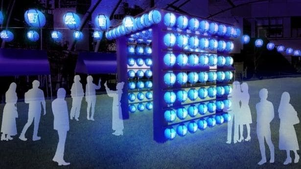 JFAクラウドファンディングやパートナー社による応援提灯を展示。初日6月11日(木)夜には点灯式が開催される予定