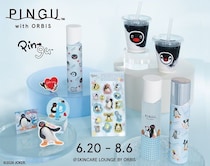 「ピングー」がオルビスとコラボ！表参道旗艦店に限定化粧水ボトル＆ぷくぷくステッカーがセットになったドリンクが登場
