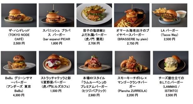 「ヒルズ グルメバーガーグランプリ 2026」 参加バーガー 一覧「虎ノ門ヒルズ(18店舗)」