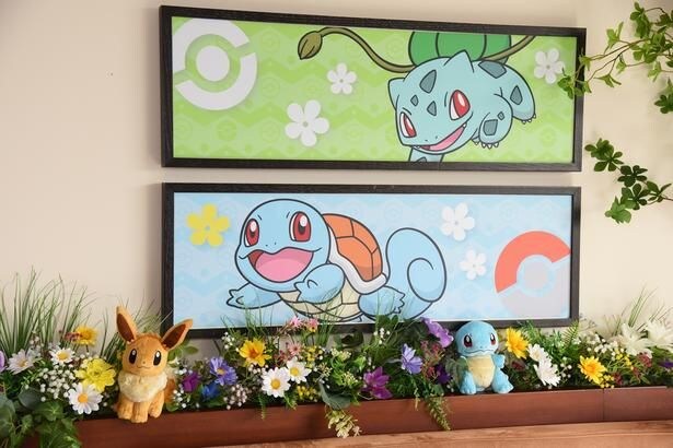 フシギダネやゼニガメのイラストを展示