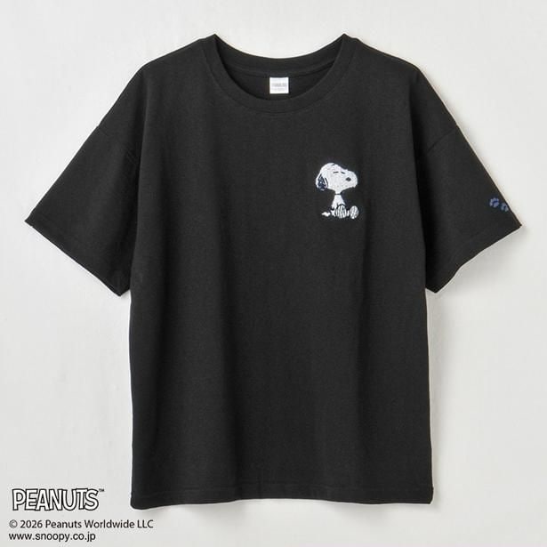 「レディース 半袖Tシャツ サガラ刺しゅう(ブラック)」(1089円)