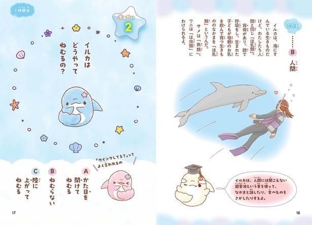 イルカが実は人間と同じほ乳類のなかまであること、超音波を使ってコミュニケーションをとっていることなど、大人が読んでも「へえ」と声が出る解説がついている