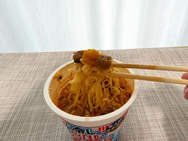 麺の食感もいつも通りのカップヌードル