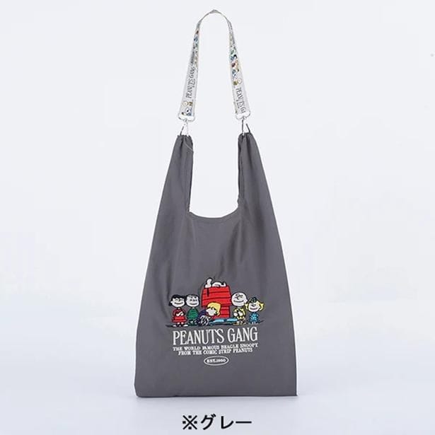 「ストラップ付ショッパーバッグ(グレー/ピーナッツ・ギャング)」(3850円)