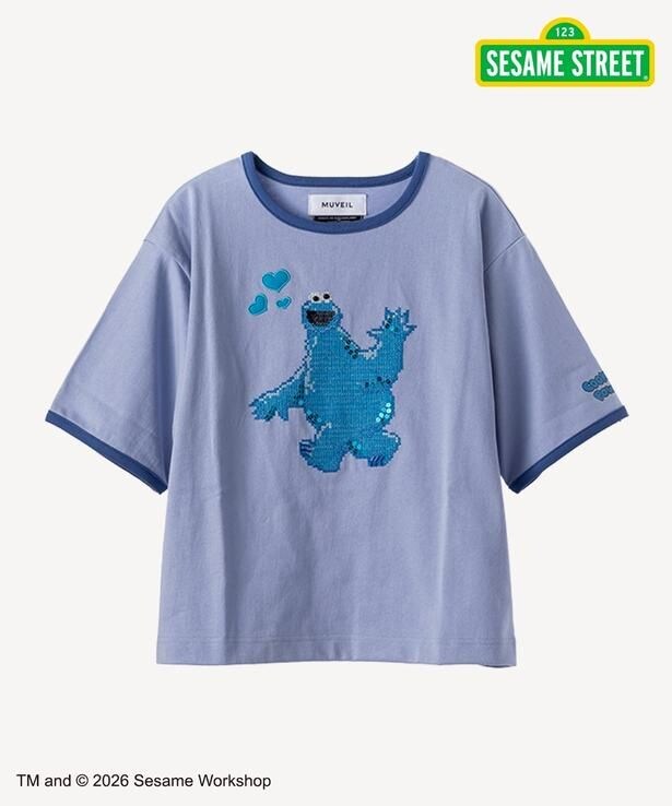 「セサミストリートコラボ クッキーモンスター Tシャツ(light blue)」(3万5200円)