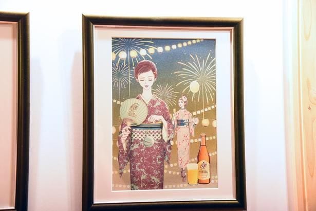 ヱビスビール×矢沢あいさんの共創(第2弾)で制作された「夏祭り」がテーマの美人画