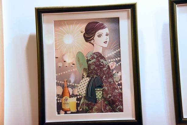 ヱビスビール×矢沢あいさんの共創(第2弾)で制作された「夏祭り」がテーマの美人画