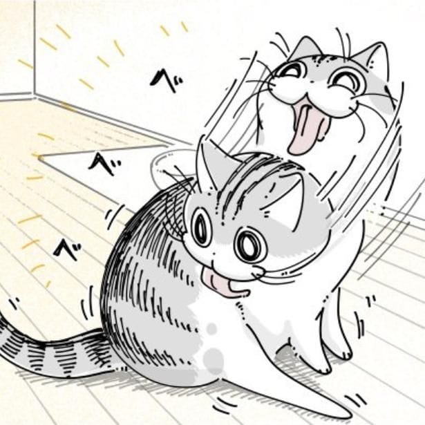 【ネコ漫画】食後に毛づくろいする愛猫!?その仕草に「見てるだけで癒やされました」など共感コメント多数