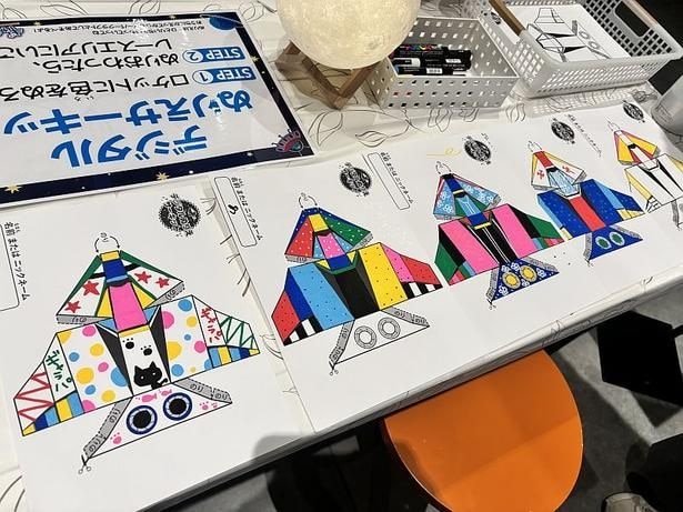【写真】「デジタルぬりえサーキット」で使用する塗り絵。来場者は思い思いに色を塗って楽しんでいた