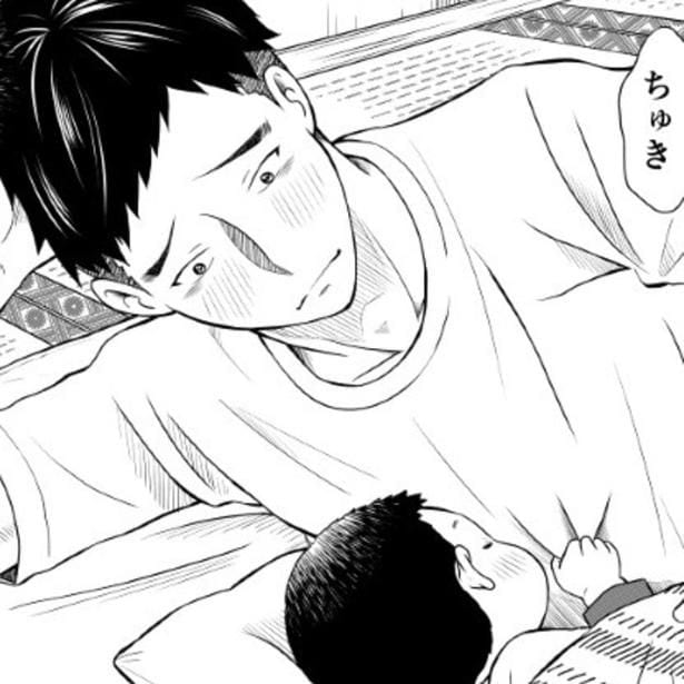 ママ恋しさに泣いたあと、今度はパパに「ちゅき」と言ってくれる晴。