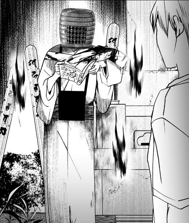 お墓で漫画を立ち読み中の虚無僧