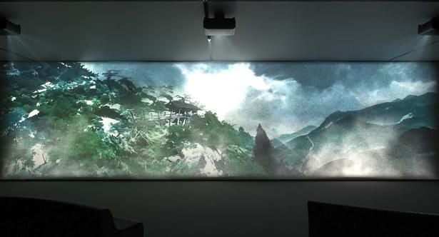 デジタル技術による“NEO水墨画”で、山寺の風景を巨大映像として描き出す「Flow」