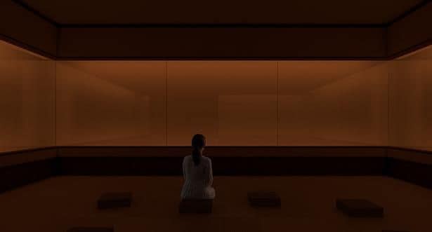 体験の始まりは、アートに囲まれた静かな空間での瞑想。自分自身と向き合う時間から6つの旅が動き出す
