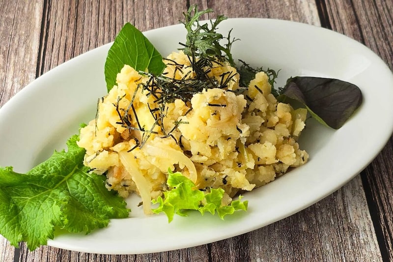 きのこと野沢菜の和風ポテトサラダ・完成