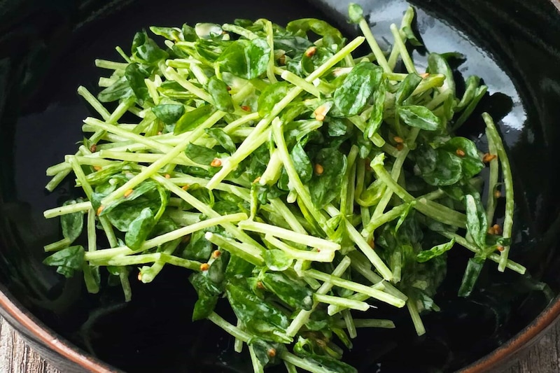 豆苗のガーリックマヨサラダ・完成