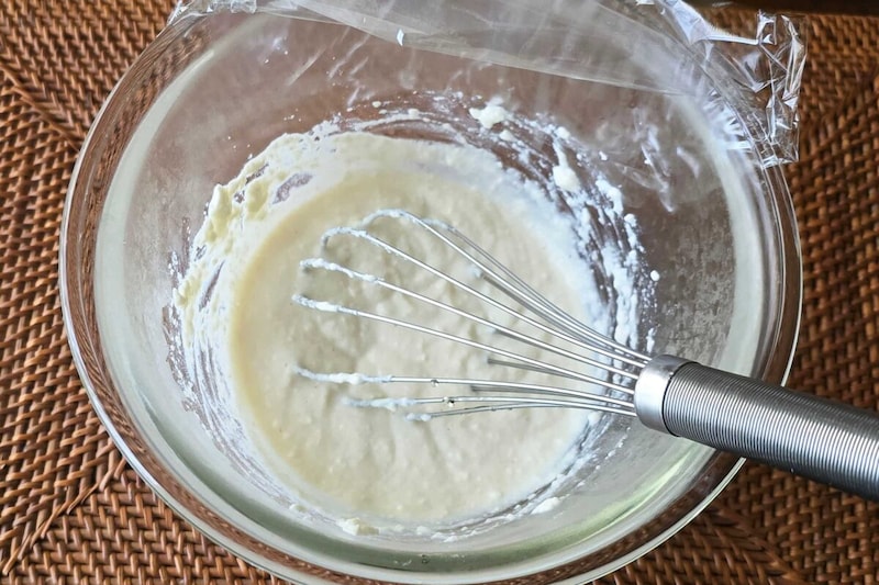 ふわふわ豆腐餅・混ぜる